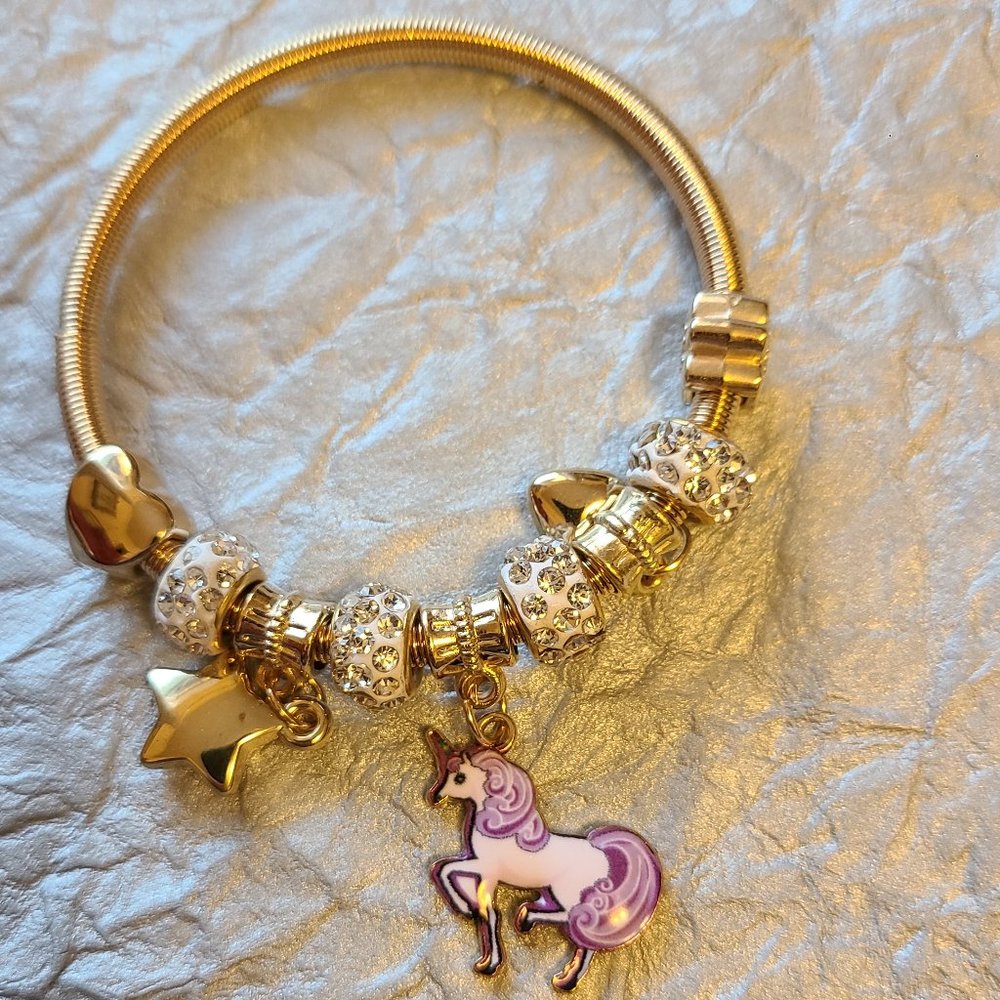 Girls Cute little pony Bracelet-Girls jewelry-Rhinestone bracelet